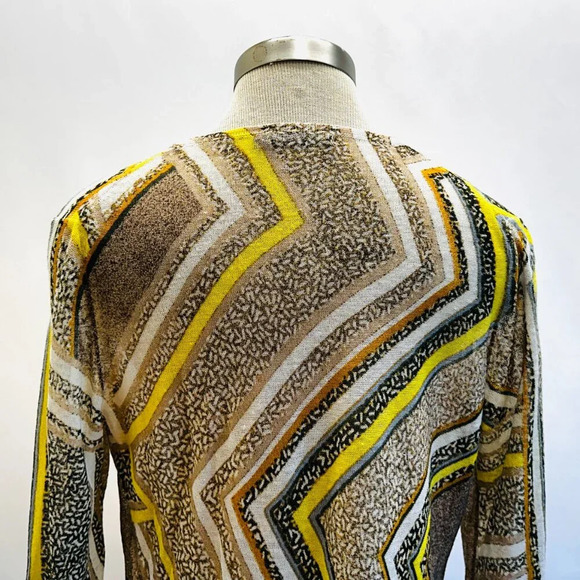 NIC+ZOE Women Long Sleeve Semi-Sheered Striped Cardigan Sweater Size Medium - Picture 9 of 11